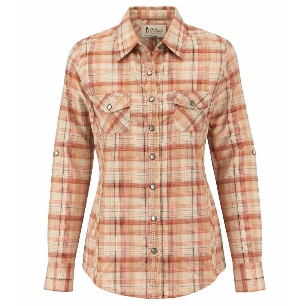 Outback Trading Co Button Down Womens Size S Western Pearl Snap Fitted Cowgirl